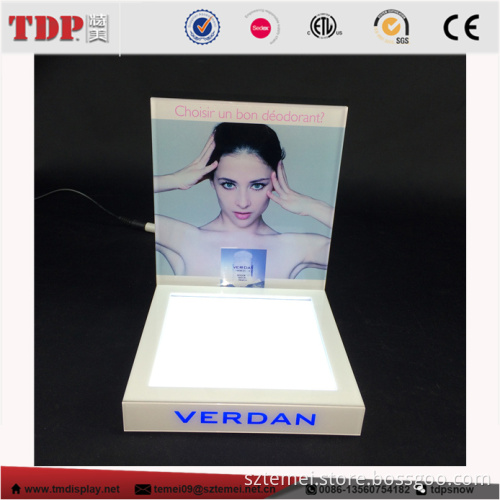 custom makeup LED lighting plexiglass acrylic cosmetic display stand